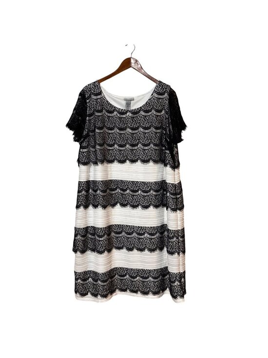Catherines Dresses & Skirts - Black & White Lace Overlay Dress By Catherines 2X 22/24W Polyester/Spandex Blend